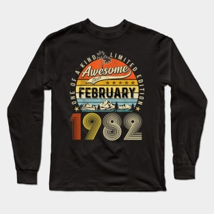 Awesome Since February 1982 Vintage 41st Birthday Long Sleeve T-Shirt